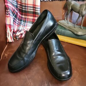 Prada 40 7 Black Leather Men's Slip-On Loafers